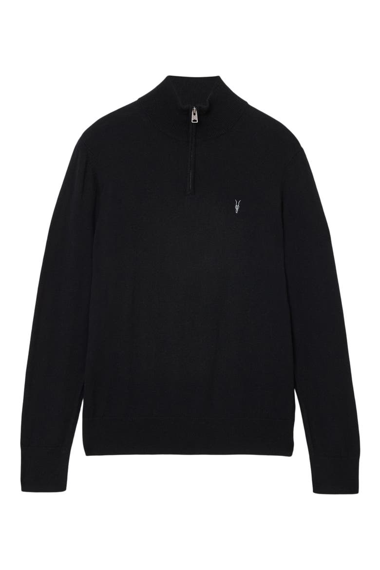 Kilburn Funnel Neck Wool Blend Quarter Zip Sweater, Alternate, color, BLACK