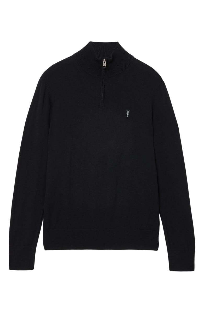 AllSaints Kilburn Funnel Neck Wool Blend Quarter Zip Sweater, Alternate, color, Black