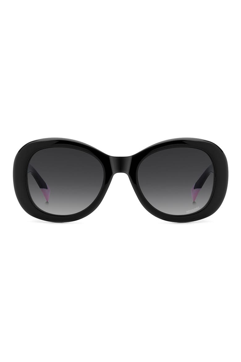 53mm Gradient Oval Sunglasses, Main, color, BLACK/ DARK GREY SF