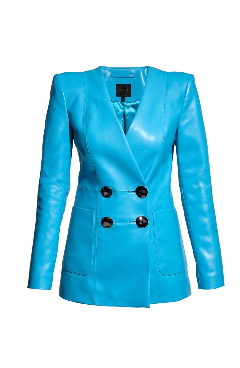 AS by DF Claude Recycled Leather Blazer, Alternate, color, Fiji Blue