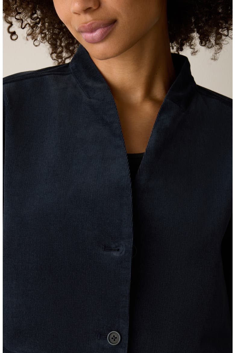 Stretch Organic Cotton Corduroy High Collar Jacket, Alternate, color, MARITIME
