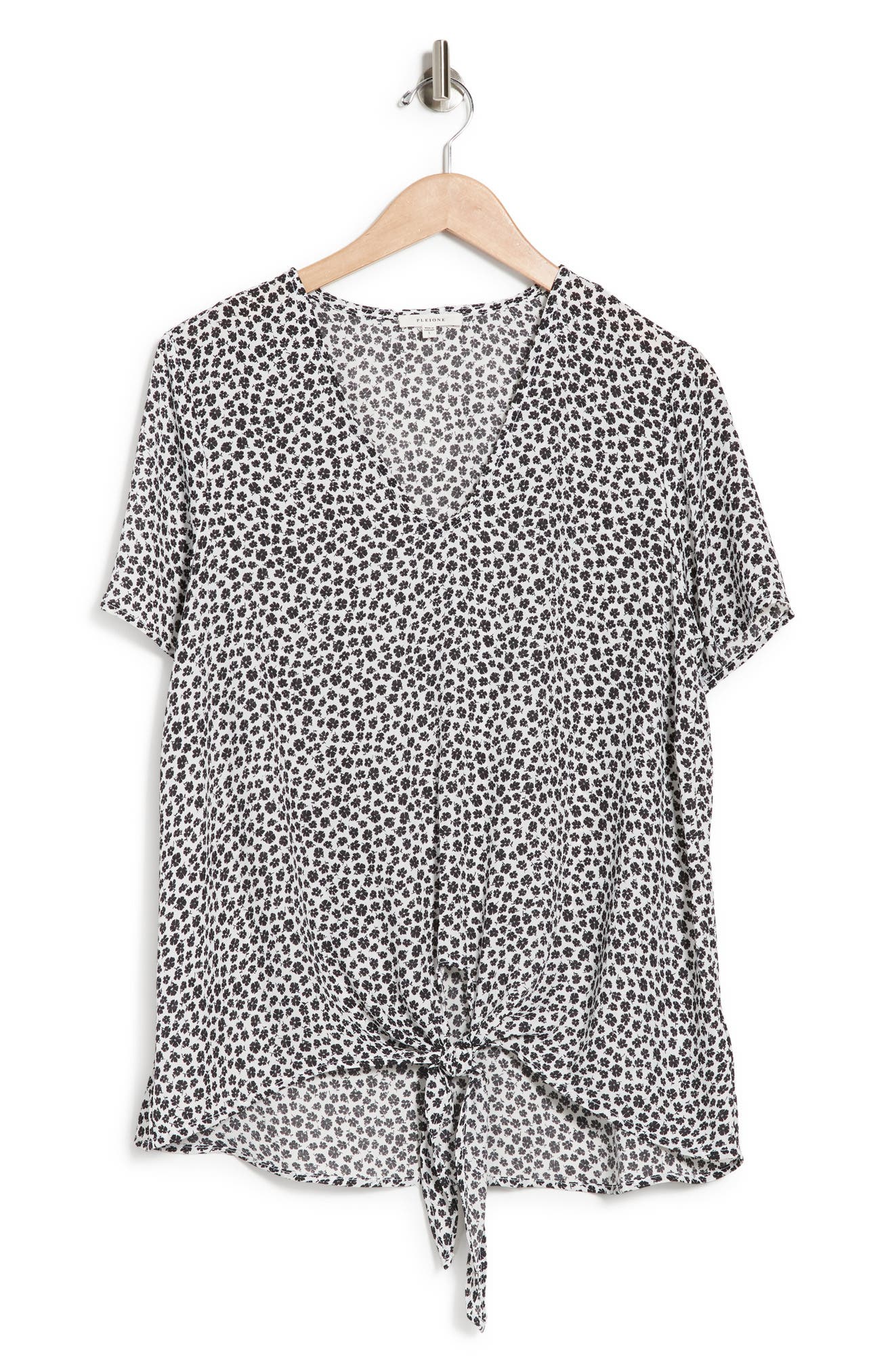 Pleione Short Sleeve V-Tie Front Top (Women) | Nordstromrack