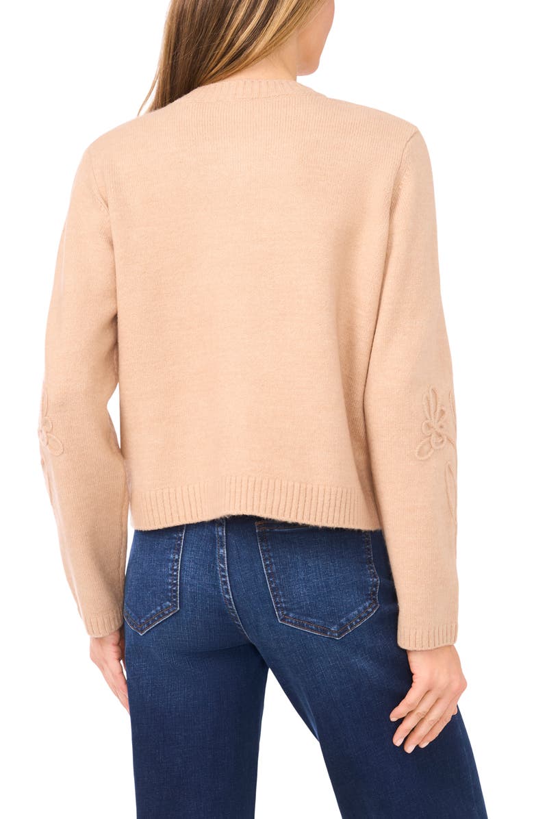 CeCe Floral Soutache Cardigan, Alternate, color, Sandcastle