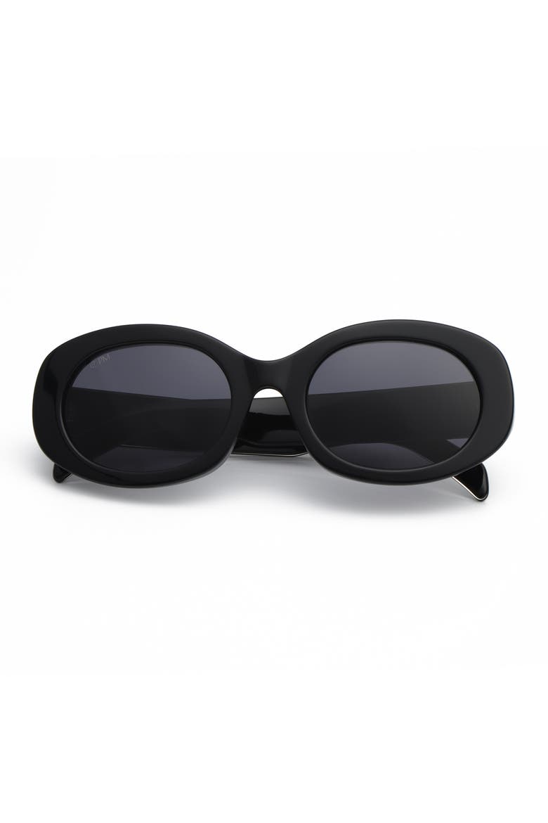 Milan Oval Sunglasses, Alternate, color, Black/Black