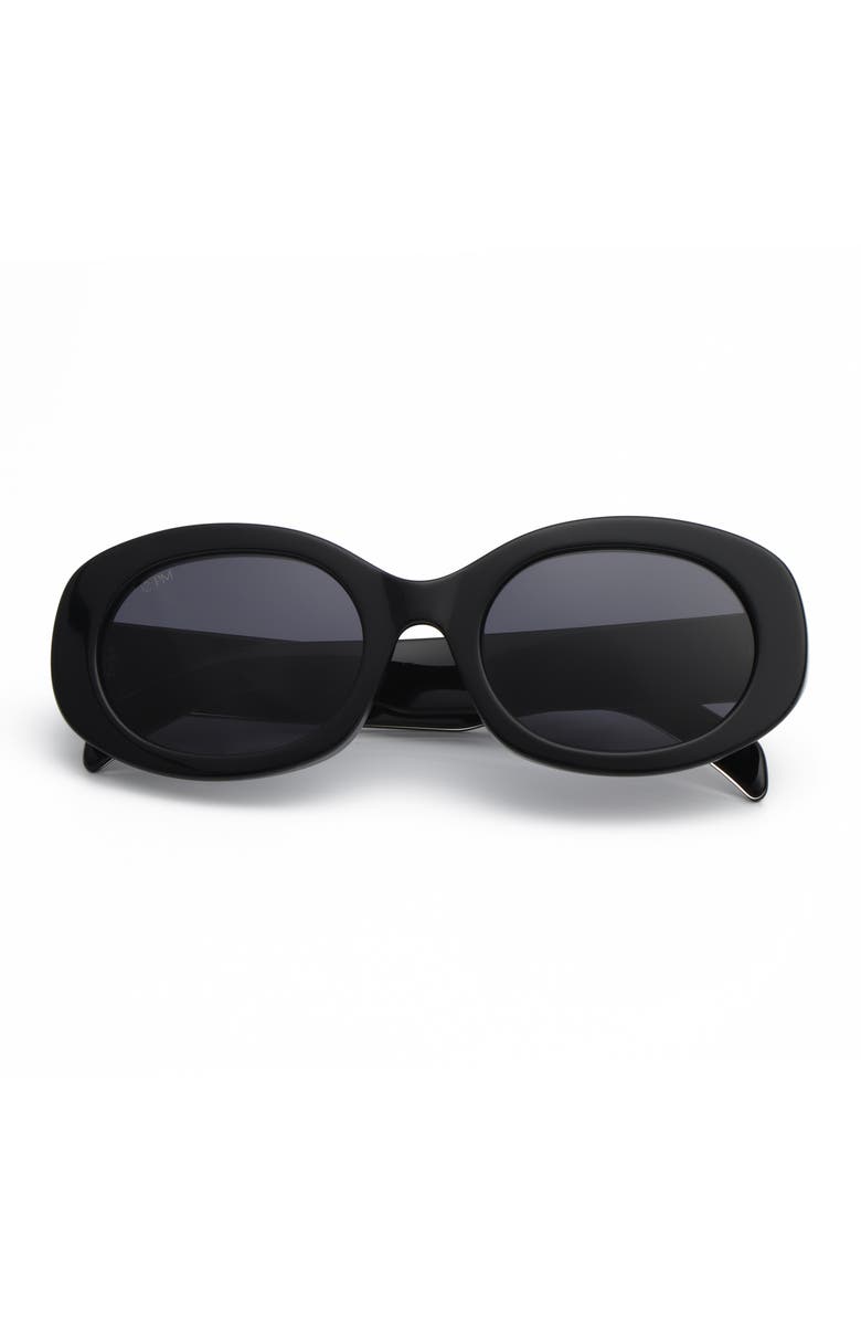 12PM STUDIOS Milan Oval Sunglasses, Alternate, color, Black/Black
