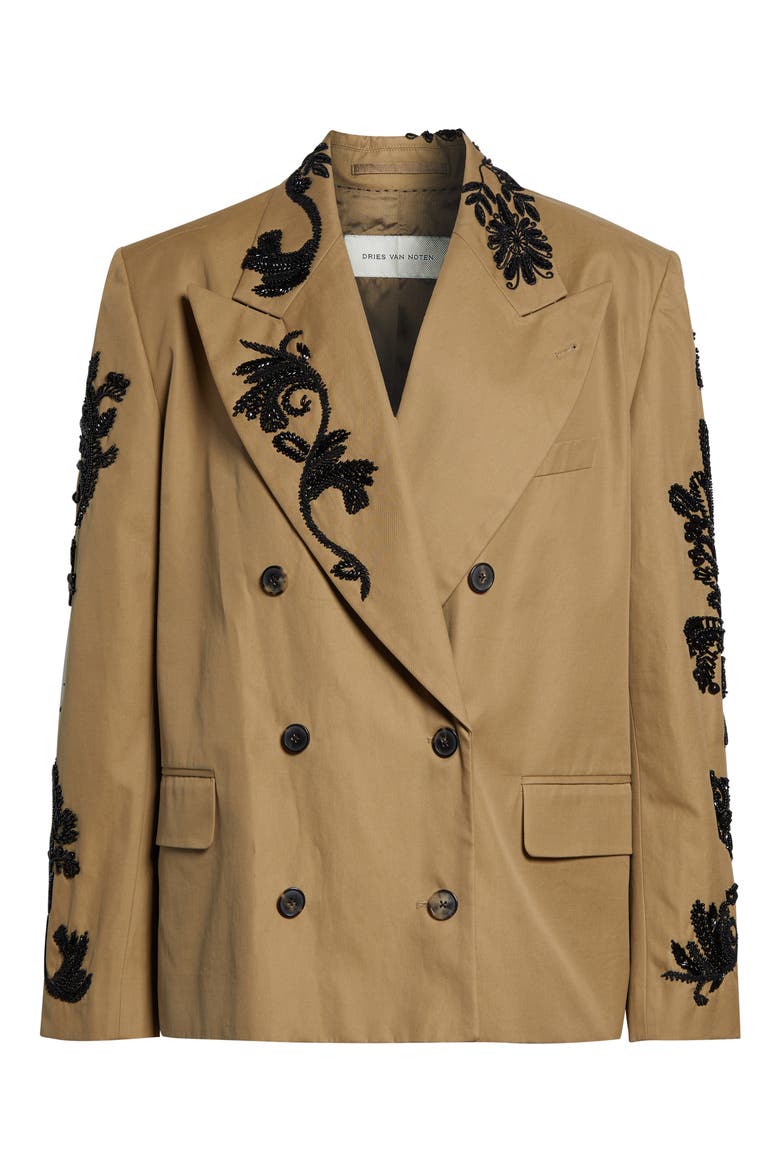Oversize Embroidered Blazer, Alternate, color, CAMEL
