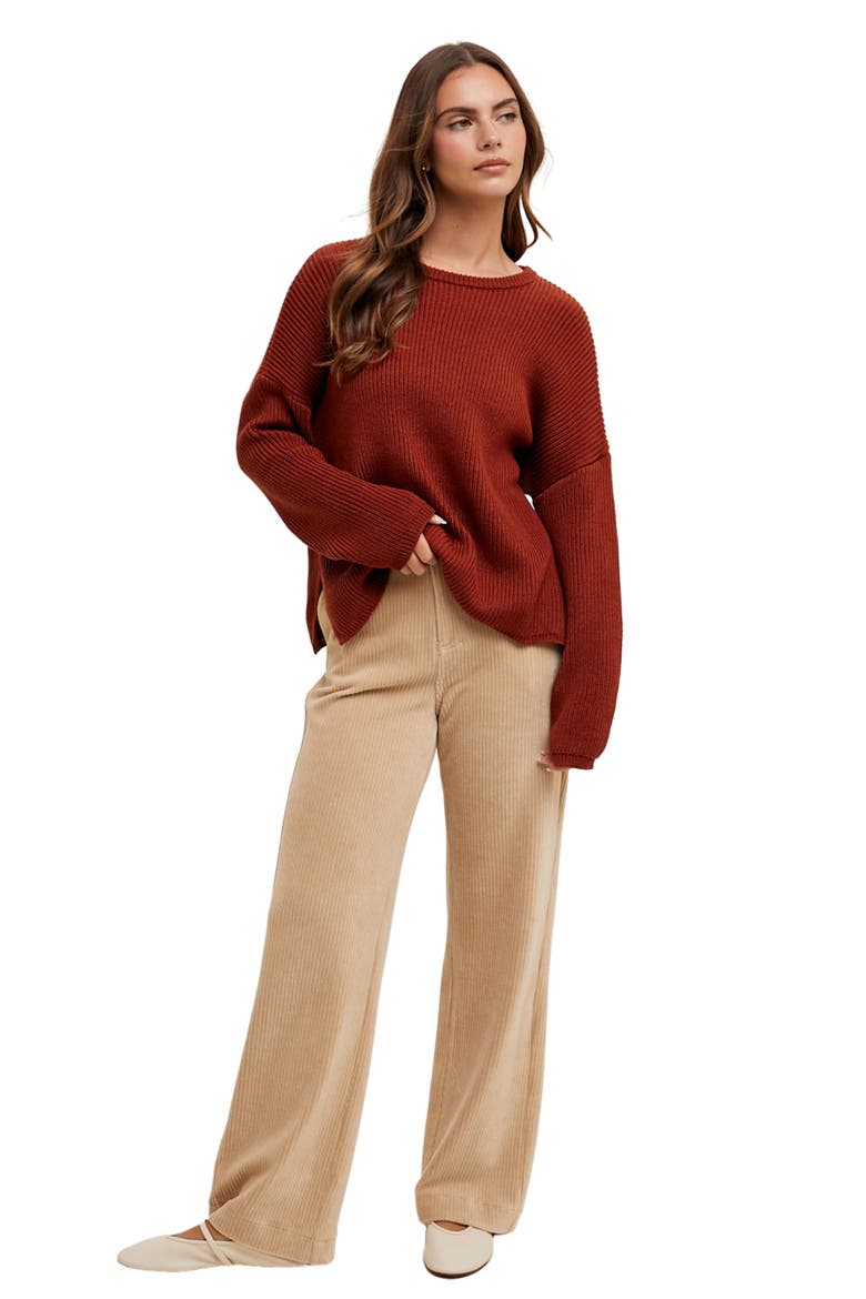 Drop Shoulder Sweater, Alternate, color, RUST