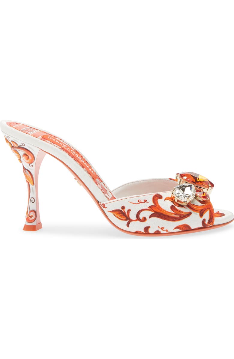 Dolce&Gabbana Keira Majolica Jeweled Slide Sandal, Alternate, color, Ih3tn Maiolica 6 Orange