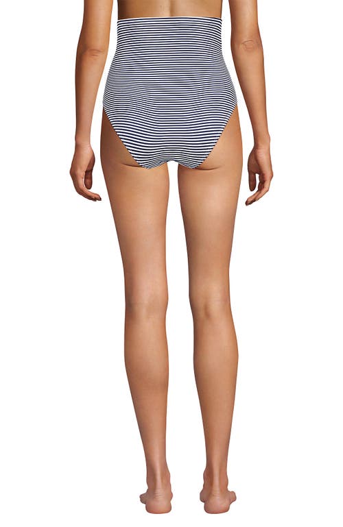 Shop Lands' End Slender Separates Ultra High Waisted Bikini Swim Bottoms In Deep Sea Navy Mini Stripe