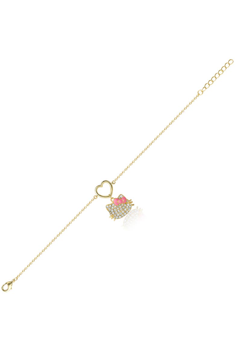 Pave Heart Charm Bracelet, Alternate, color, Gold
