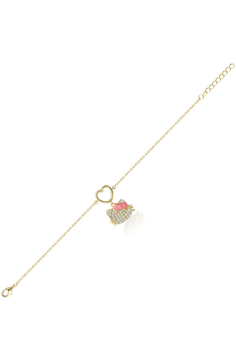 Hello Kitty Pave Heart Charm Bracelet, Alternate, color, Gold