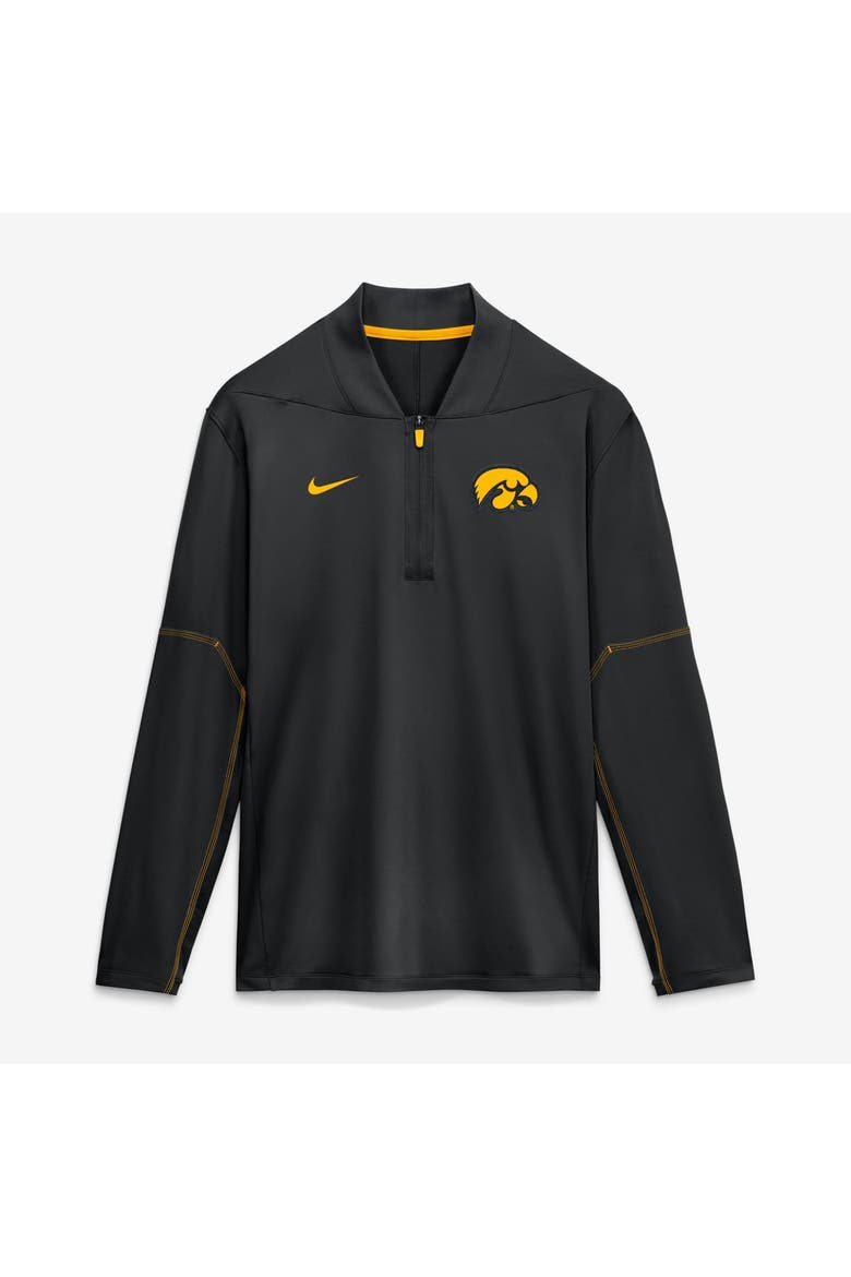 Men's Nike Black Iowa Hawkeyes 2026 Sideline Midweight Half-Zip Dri-FIT Pullover, Main, color, Black