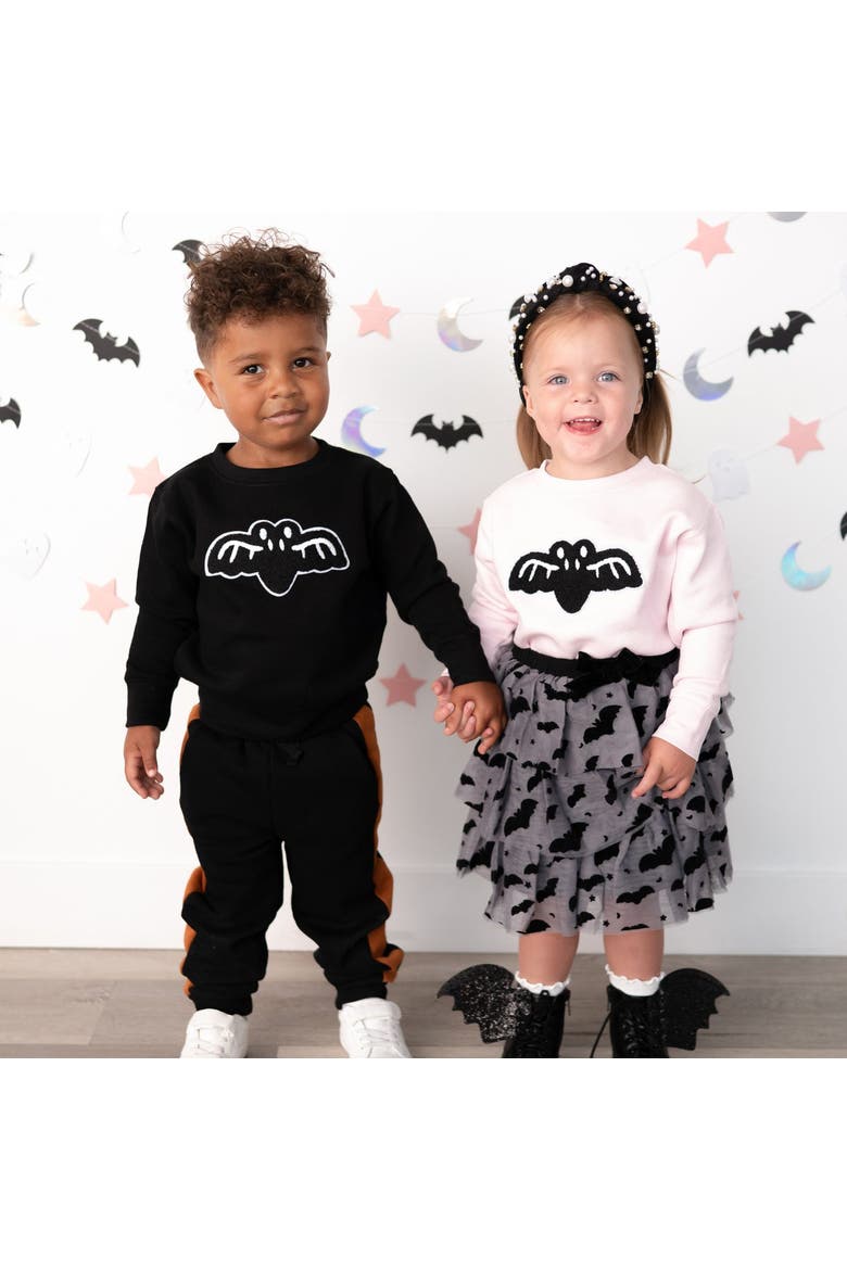 Pink Bat Patch Halloween Sweatshirt, Alternate, color, Ballet Pink