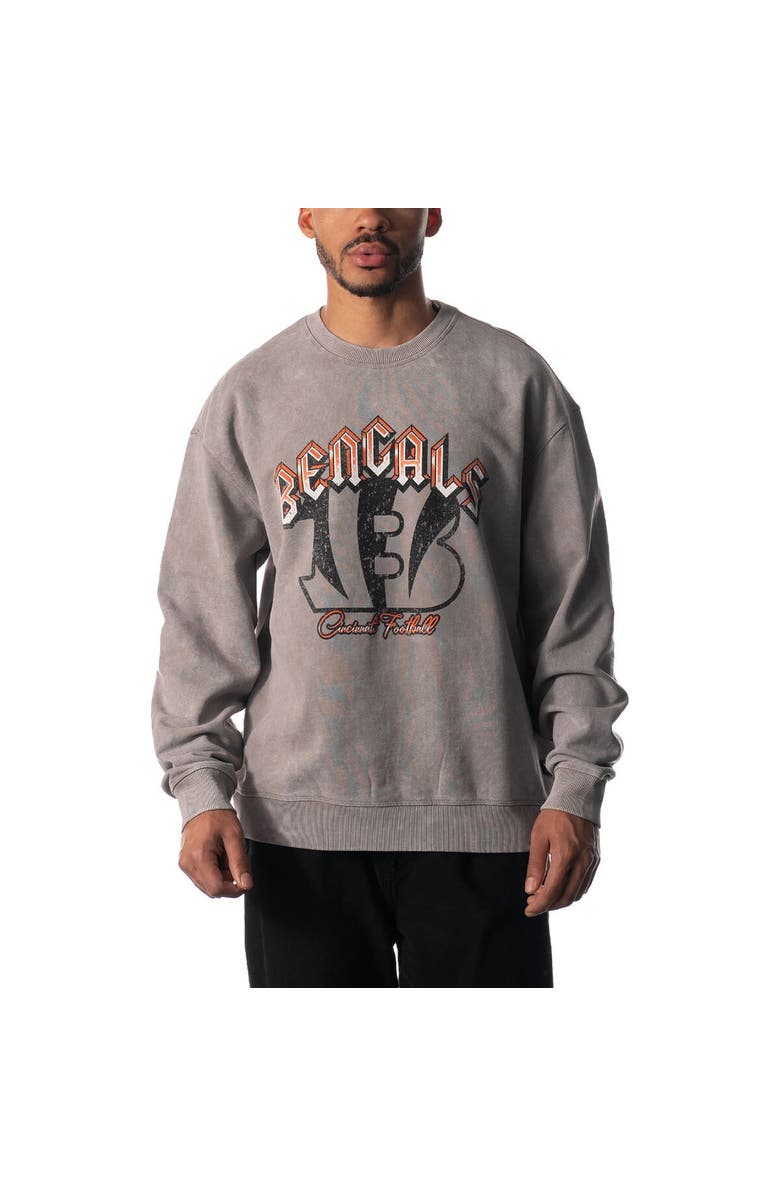 THE WILD COLLECTIVE Unisex The Wild Collective Gray Cincinnati Bengals Distressed Pullover Sweatshirt, Alternate, color, Gray