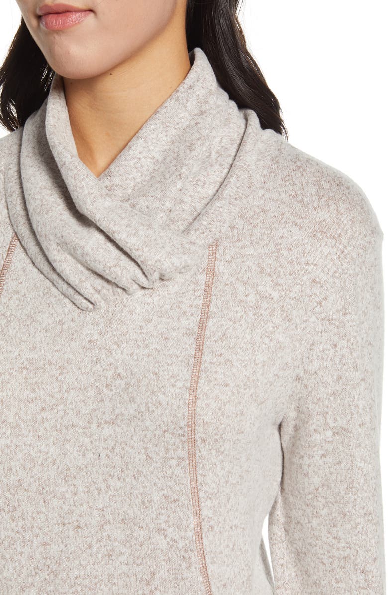 Loveappella Cross Neck Seamed Pullover, Alternate, color, Oatmeal