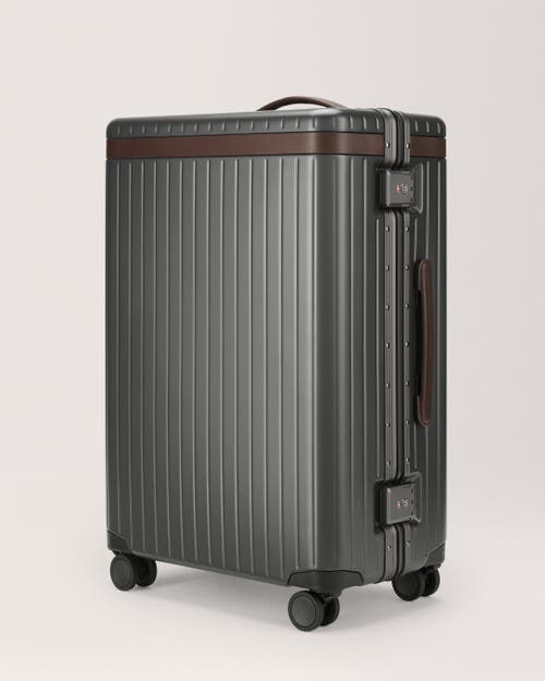 Carl Friedrik The Check-in Suitcase In Grey/chocolate