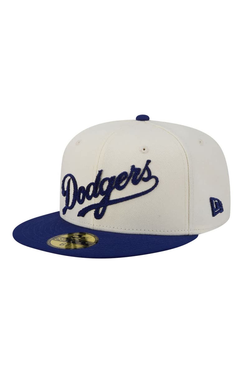 New Era Men's New Era  Cream Los Angeles Dodgers Two-Tone Stitch 59FIFTY Fitted Hat, Main, color, Cream
