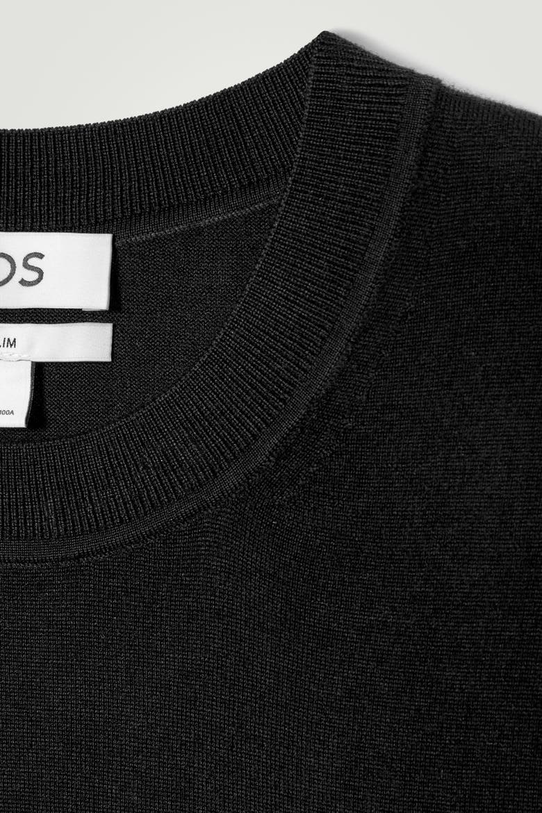 Slim Merino Wool Crew-Neck Sweater, Alternate, color, BLACK