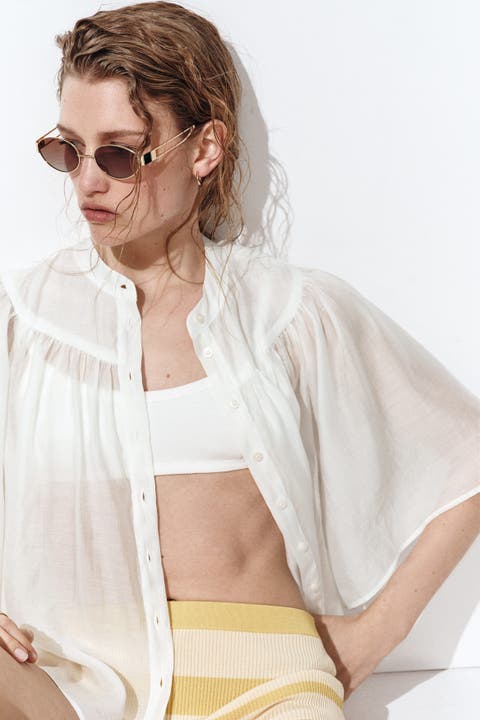 Butterfly-sleeved Blouse