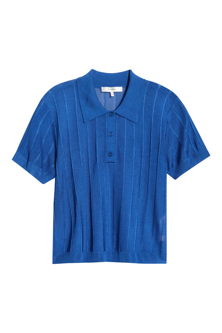 The Ribbed Polo Knit Top, Alternate, color, ROYAL BLUE
