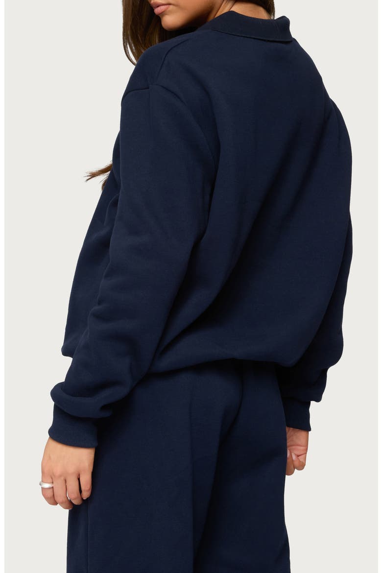 Jayce Oversized Polo Sweatshirt, Alternate, color, NAVY