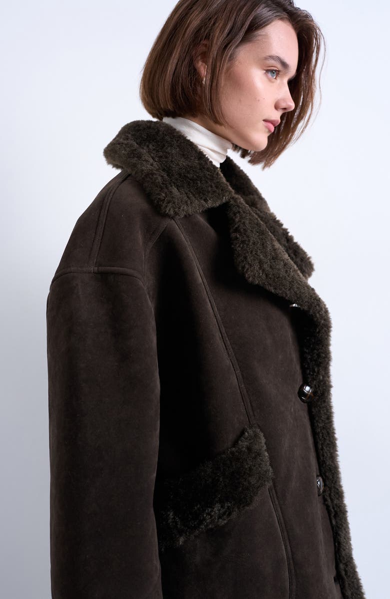 Topshop Faux Fur Oversize Jacket, Alternate, color, Brown