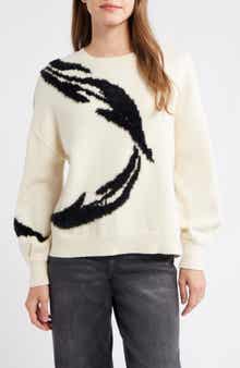 Wit & Wisdom Mixed Media Blouson Sleeve Sweater
