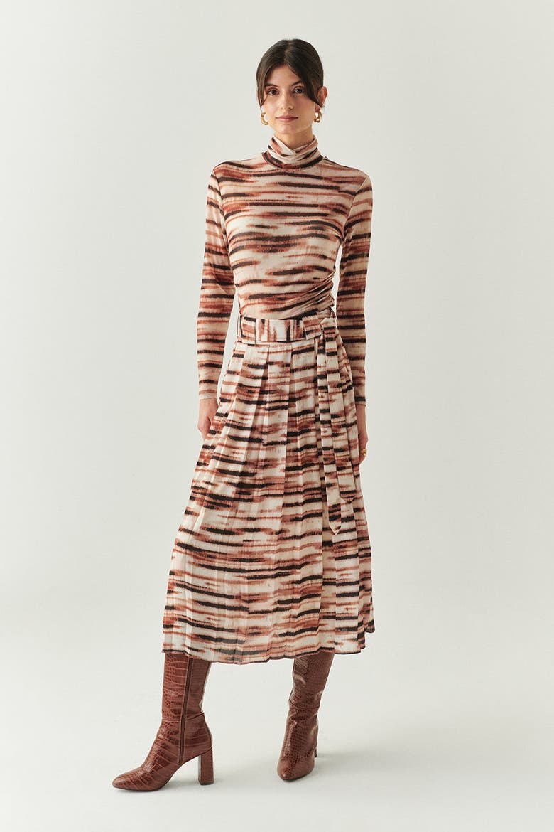 Elina Mesh Midi Skirt, Main, color, Brown