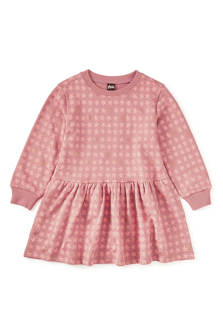 NEW French Terry Dress, Main, color, Metallic Stars
