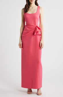 Gathered Waist Column Dress