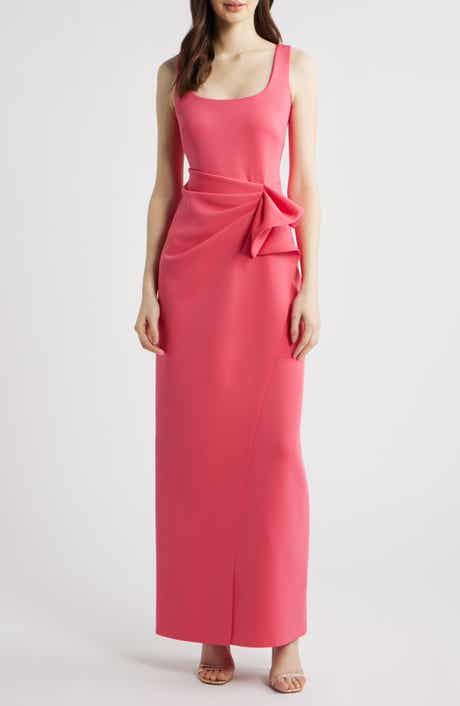Gathered Waist Column Dress