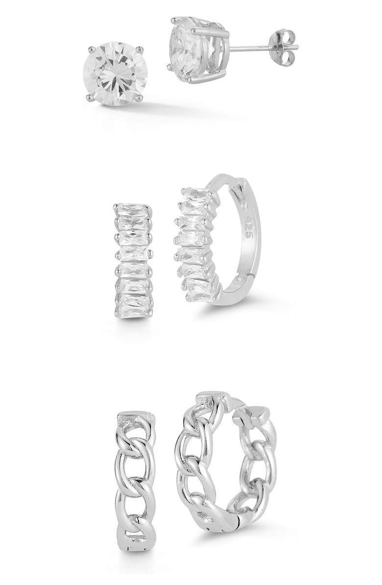 GLAZE JEWELRY 14K Gold Vermeil CZ 3-Piece Earring Set, Main, color,