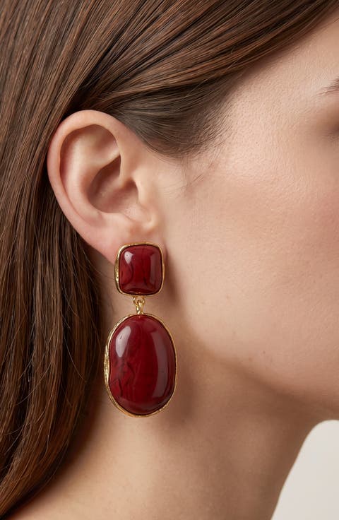Framed Stone Statement Drop Earrings