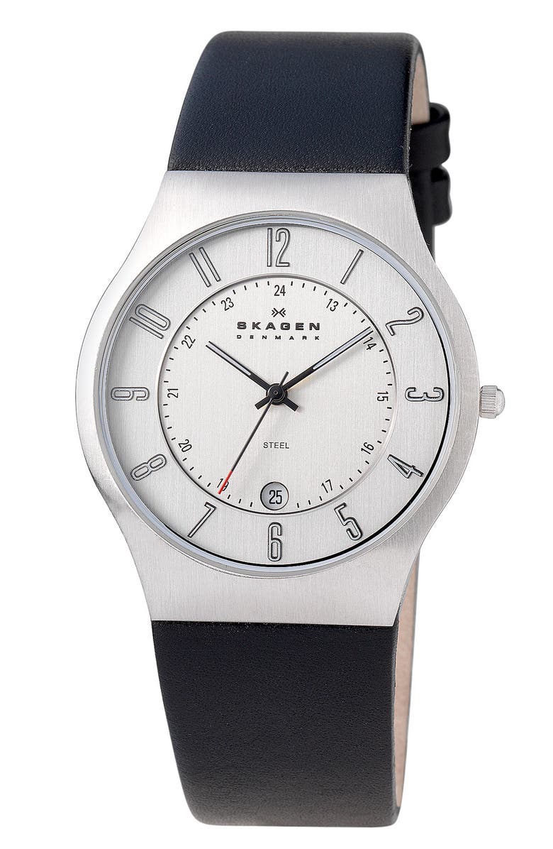 Skagen 'Grenen' Titanium Case Watch, Main, color,