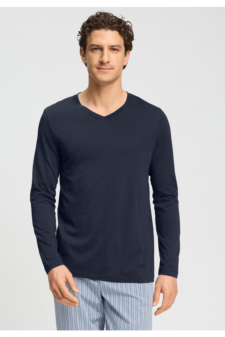 Night & Day Cotton and TENCEL V-Neck Top, Alternate, color, Deep Navy