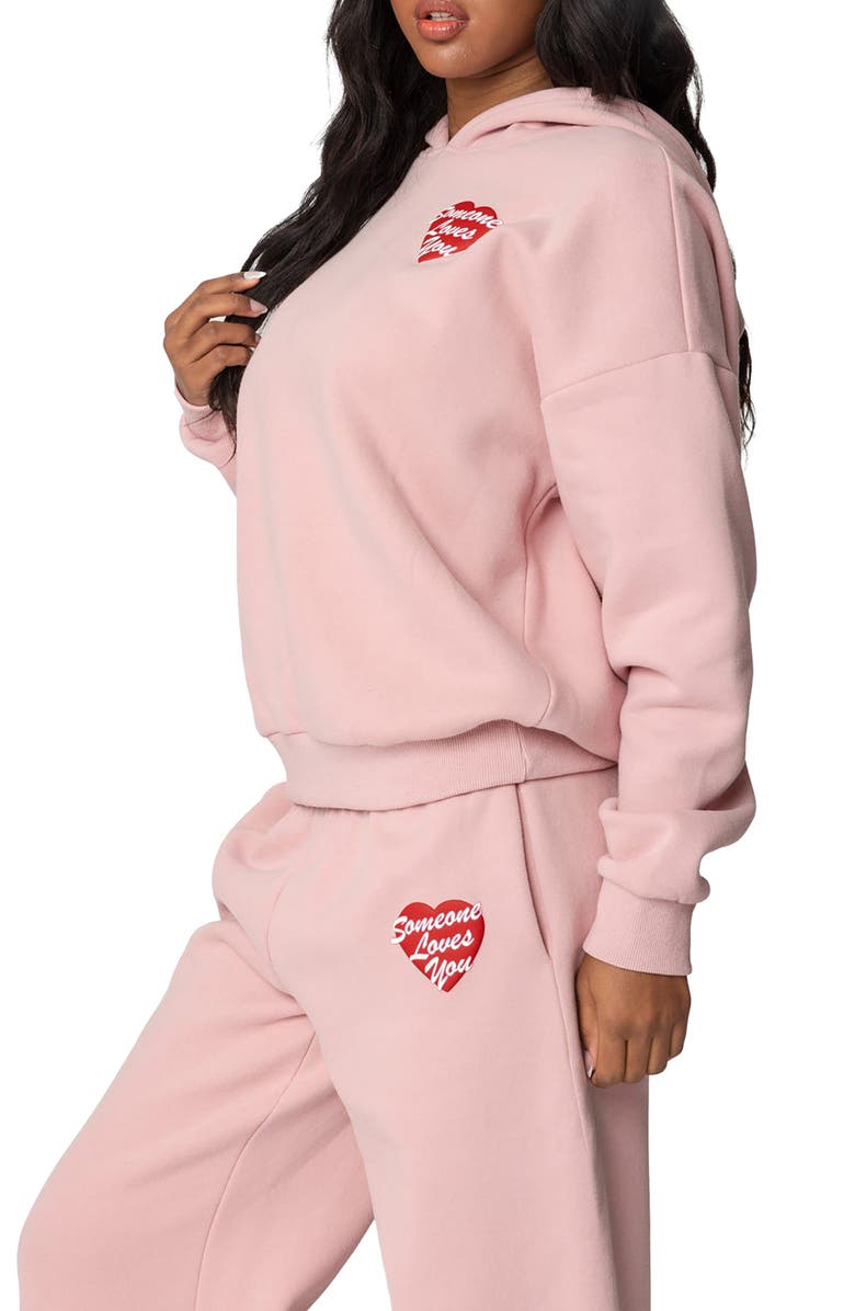 EDIKTED Someone Loves You Hoodie, Alternate, color, Pink