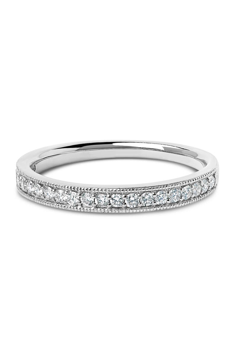 14K Gold 1/4 Cttw Round Diamond Milgrain Wedding Band, Main, color, White