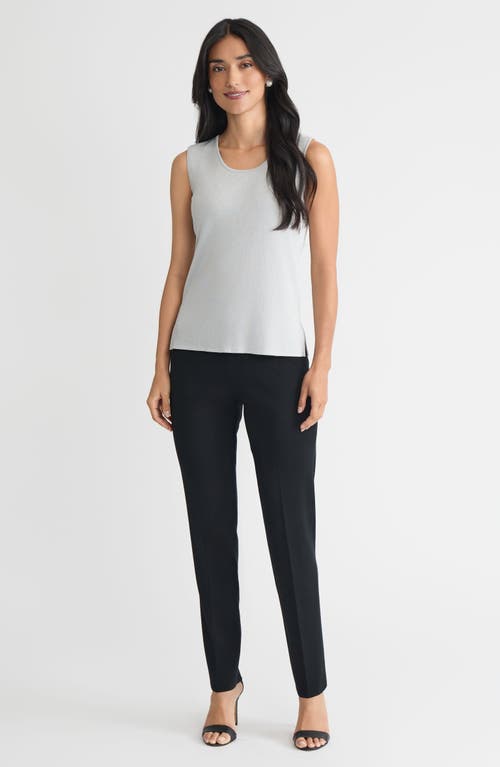 Ming Wang Plus Size Mid-length Lurex Scoop Neck Knit Tank In Gray