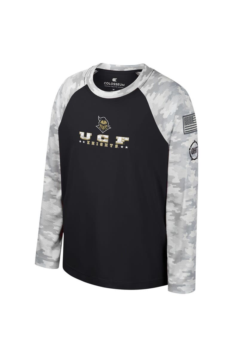 COLOSSEUM Youth Colosseum Black/Camo UCF Knights OHT Military Appreciation Dark Star Raglan Long Sleeve T-Shirt, Alternate, color,