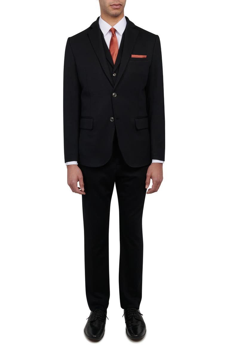 Slim Fit Performance Knit Sport Coat, Alternate, color, JET BLACK