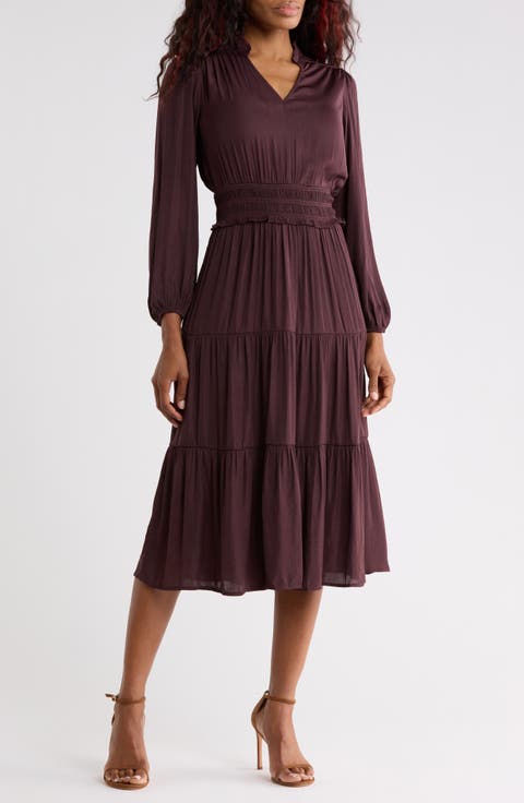 Hammered Satin Midi Dress