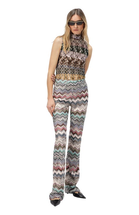 Flare Pants With Snake Pattern