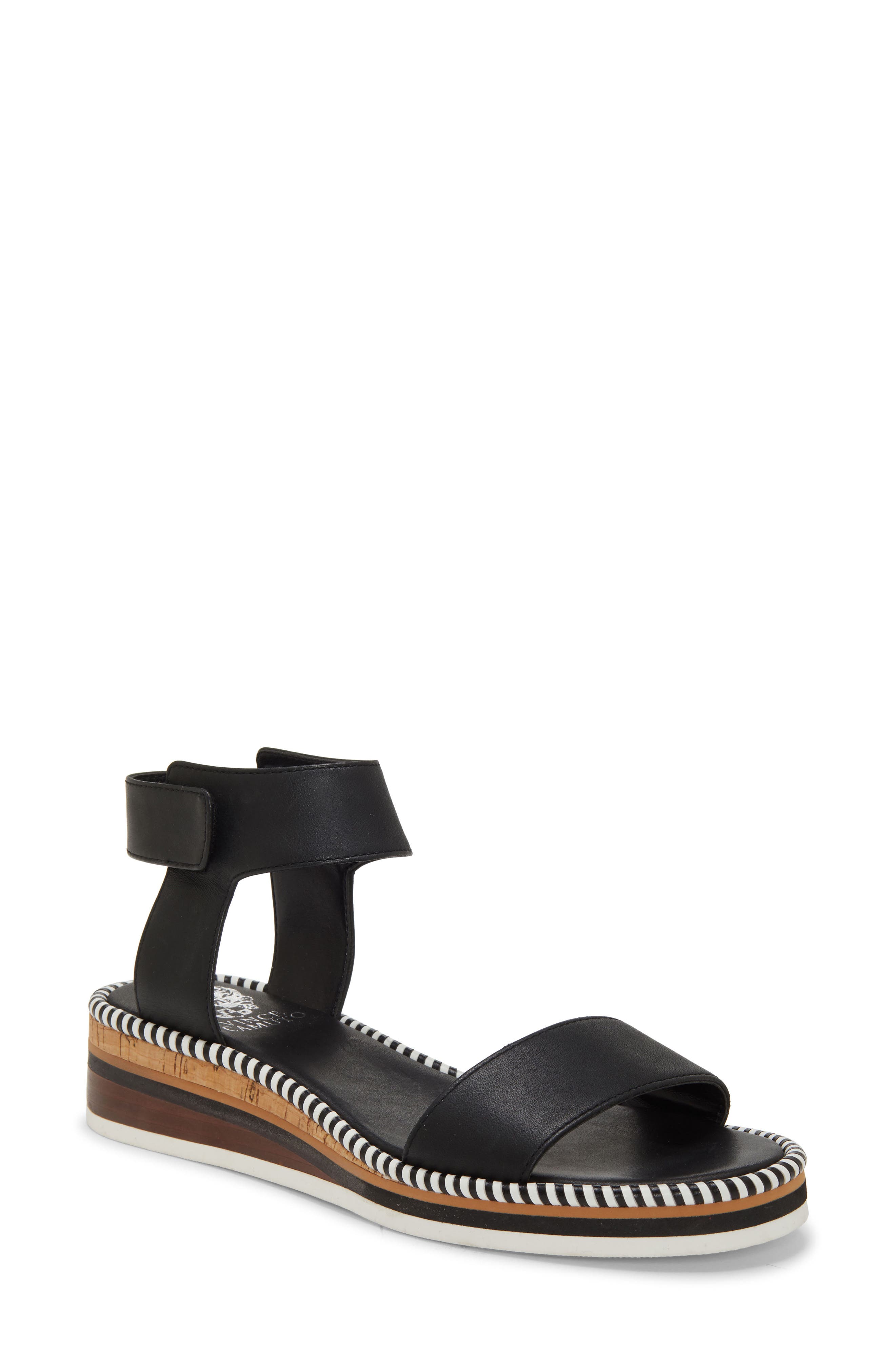Moirina Stacked Platform Sandal, Main, color, BLACK LEATHER
