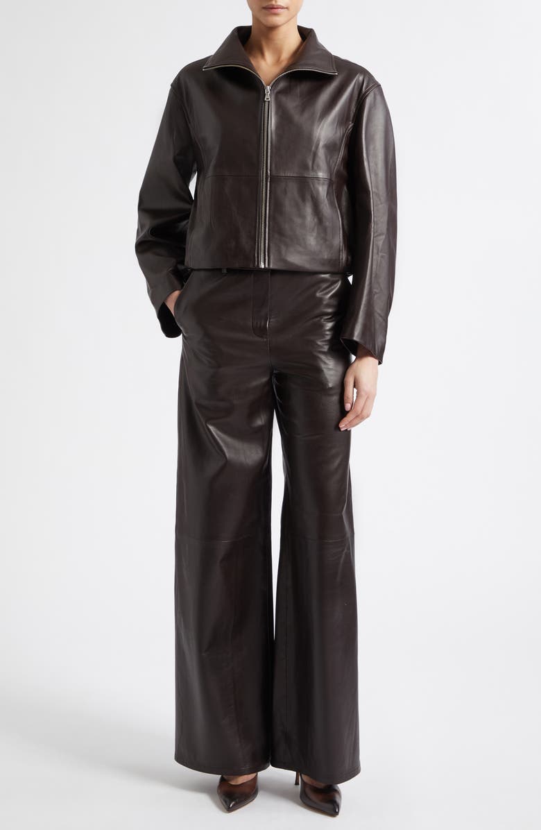 NOUR HAMMOUR Etienne Everyday Leather Jacket, Alternate, color, Dark Brown