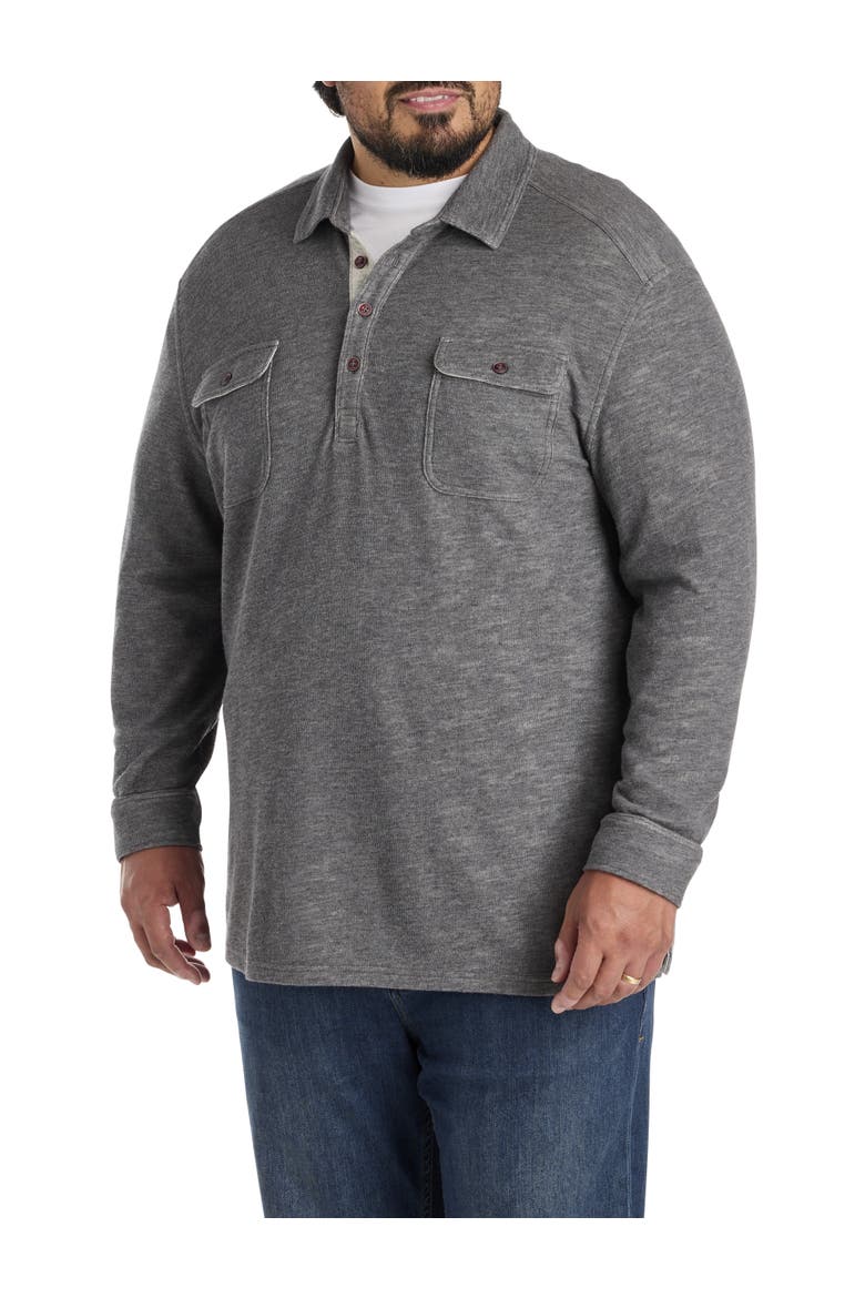 Big & Tall Long-Sleeve Polo Shirt, Alternate, color, CHARCOAL