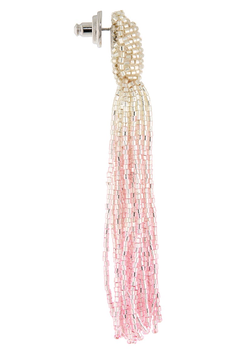 Ombré Beaded Tassel Drop Earrings, Alternate, color, WHITE/ PINK