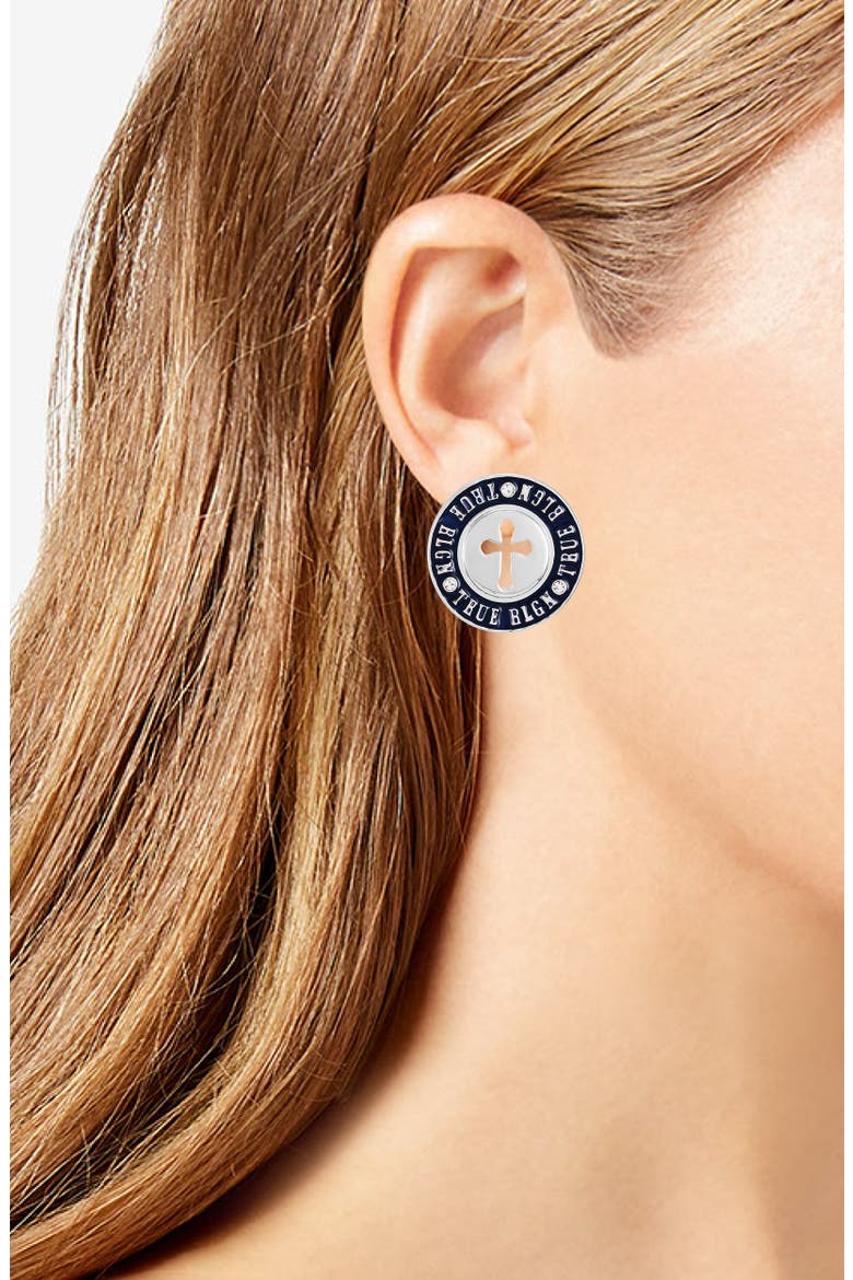Logo Stud Earrings, Alternate, color, SILVER TONE