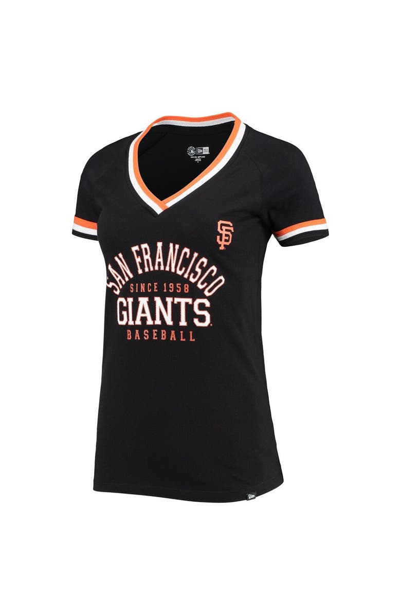 New Era Women's New Era Black San Francisco Giants Team Raglan V-Neck T-Shirt, Alternate, color,