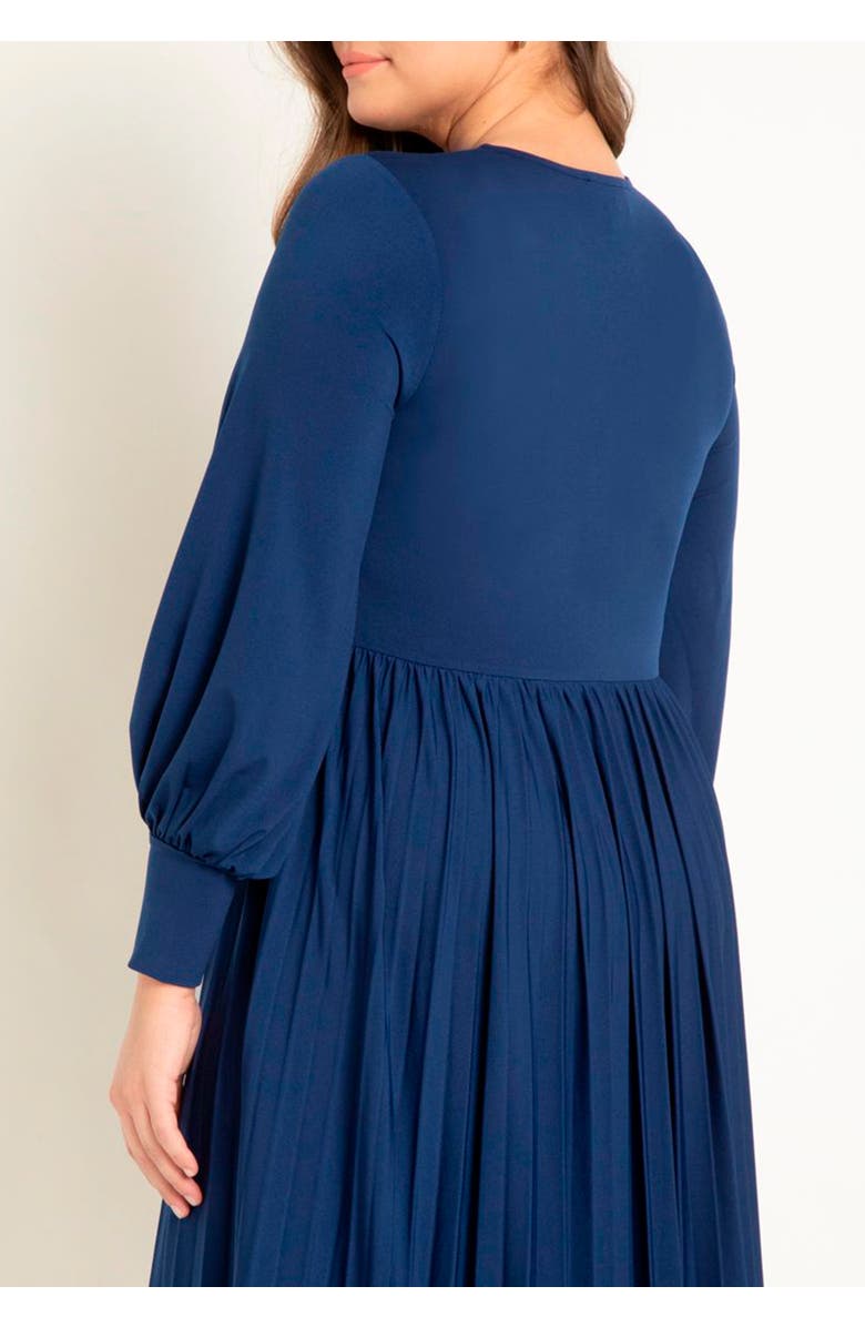 ELOQUII Knot Front Pleated Skirt Dress, Alternate, color, Ocean Cavern