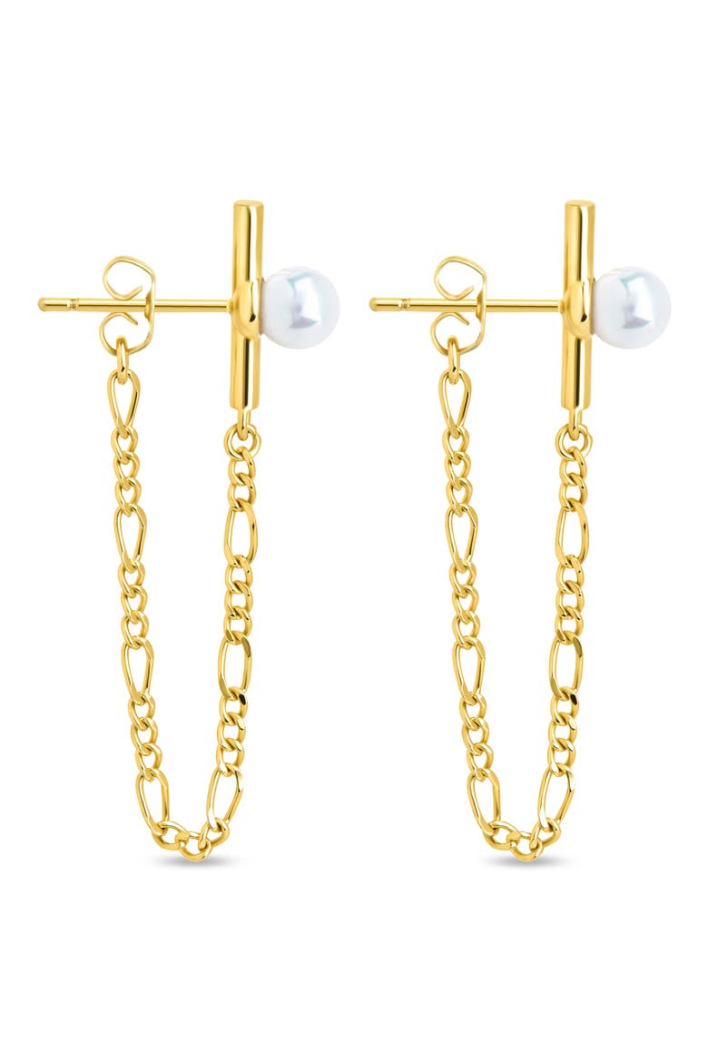 Tristan Faux Pearl Chain Drop Earrings, Alternate, color, GOLD